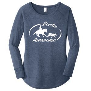 Sorta Awesome Ranch Sorting Western Horse Funny Cow Country Women's Perfect Tri Tunic Long Sleeve Shirt