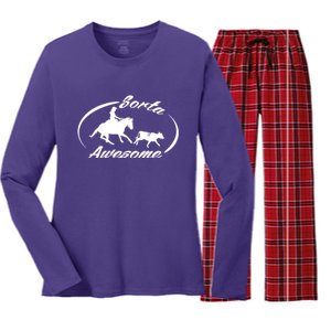 Sorta Awesome Ranch Sorting Western Horse Funny Cow Country Women's Long Sleeve Flannel Pajama Set 