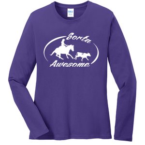 Sorta Awesome Ranch Sorting Western Horse Funny Cow Country Ladies Long Sleeve Shirt