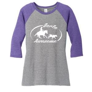 Sorta Awesome Ranch Sorting Western Horse Funny Cow Country Women's Tri-Blend 3/4-Sleeve Raglan Shirt