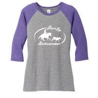 Sorta Awesome Ranch Sorting Western Horse Funny Cow Country Women's Tri-Blend 3/4-Sleeve Raglan Shirt