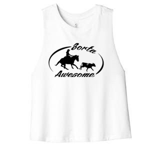 Sorta Awesome Ranch Sorting Western Horse Funny Cow Country Women's Racerback Cropped Tank