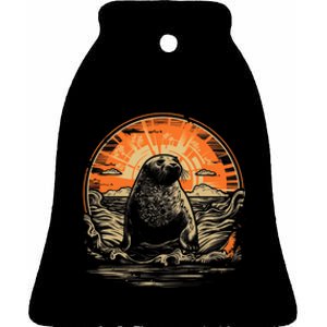 Seal Animal Retro Style Graphic Tee for Boy Girl Ceramic Bell Ornament