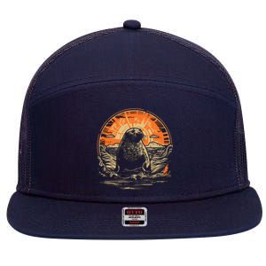 Seal Animal Retro Style Graphic Tee for Boy Girl 7 Panel Mesh Trucker Snapback Hat