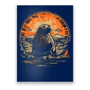 Seal Animal Retro Style Graphic Tee for Boy Girl Poster