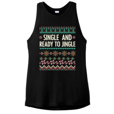 Single And Ready To Jingle Ugly Sweater Christmas Gift Ladies PosiCharge Tri-Blend Wicking Tank