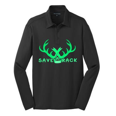 Save A Rack Cute Gift Pink Breast Cancer Awareness Antlers Gift Silk Touch Performance Long Sleeve Polo