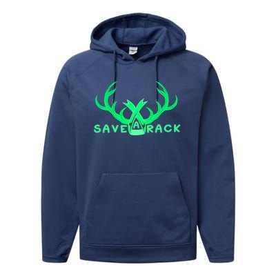 Save A Rack Cute Gift Pink Breast Cancer Awareness Antlers Gift Performance Fleece Hoodie