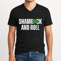 Shamrock And Roll St Patricks Day V-Neck T-Shirt