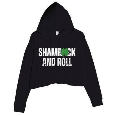 Shamrock And Roll St Patricks Day Crop Fleece Hoodie
