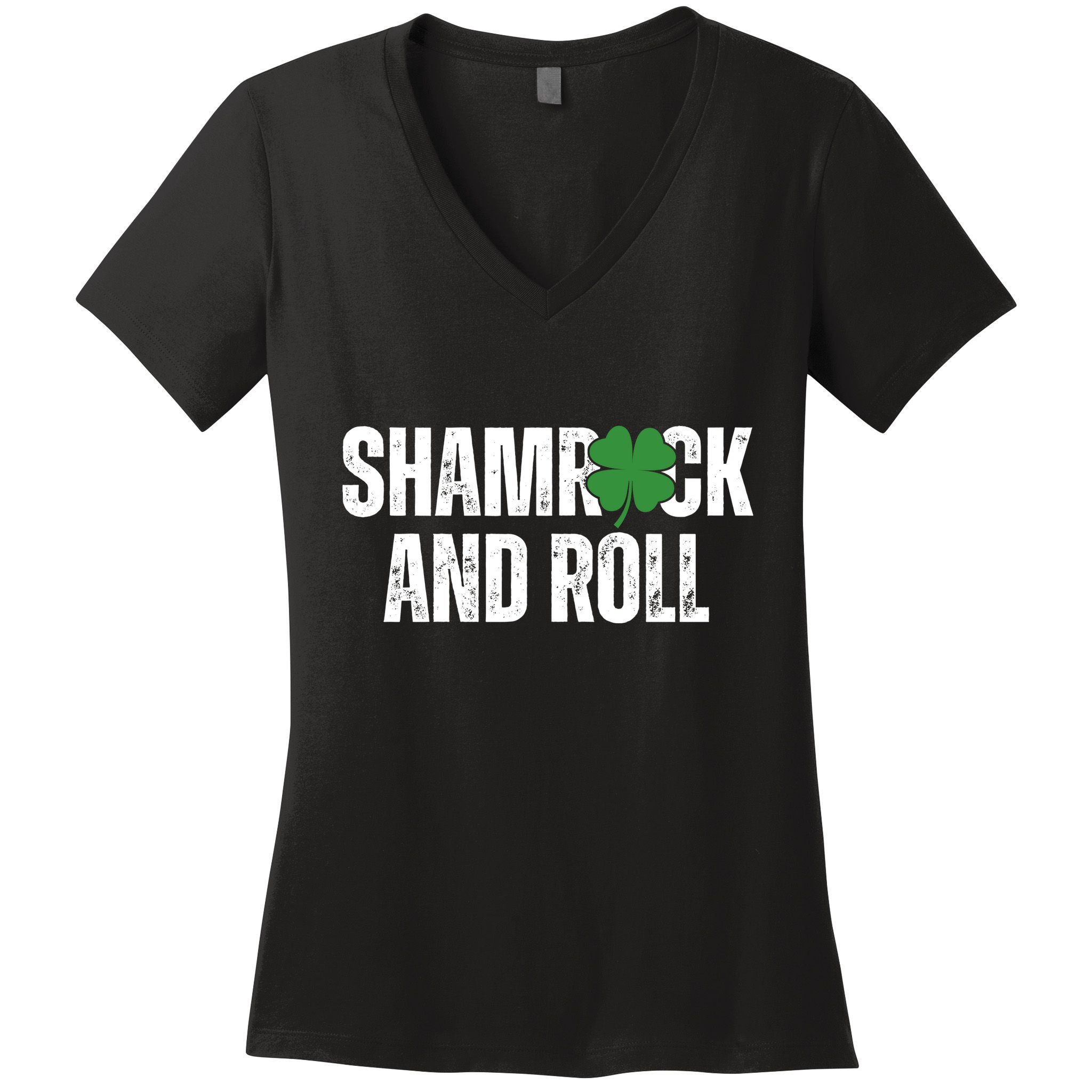 Shamrock And Roll St Patricks Day Women's V-Neck T-Shirt