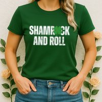 Shamrock And Roll St Patricks Day Womens T-Shirt