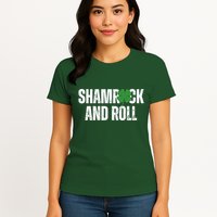 Shamrock And Roll St Patricks Day Womens T-Shirt