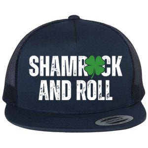 Shamrock And Roll St Patricks Day Flat Bill Trucker Hat