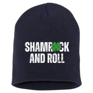 Shamrock And Roll St Patricks Day Short Acrylic Beanie