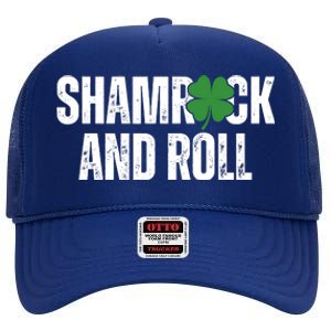 Shamrock And Roll St Patricks Day High Crown Mesh Back Trucker Hat