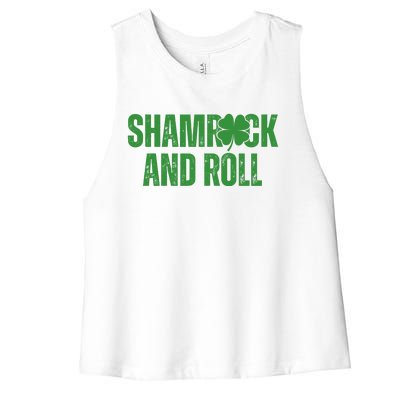 Shamrock And Roll St Patricks Day Women's Racerback Cropped Tank