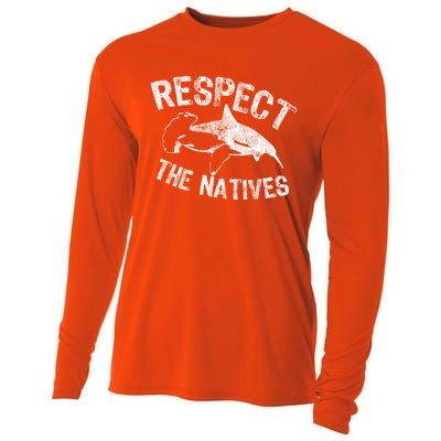 Shark Appreciation Respect The Natives Ocean Awareness Gift Cooling Performance Long Sleeve Crew