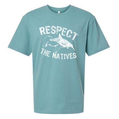 Shark Appreciation Respect The Natives Ocean Awareness Gift Sueded Cloud Jersey T-Shirt