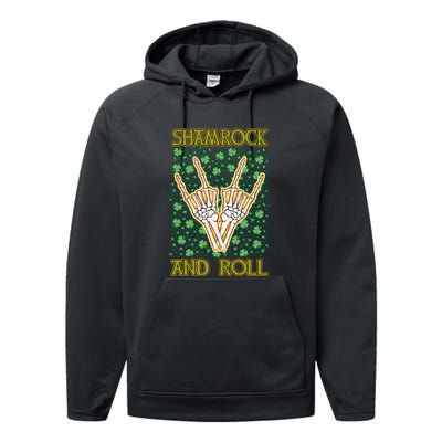 Shamrock And Roll St. Patrick's Day Irish Music Funny Skeleton Performance Fleece Hoodie