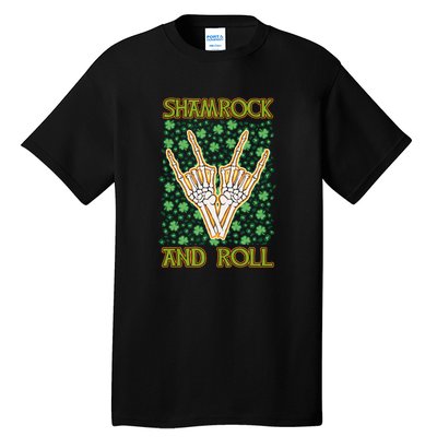 Shamrock And Roll St. Patrick's Day Irish Music Funny Skeleton Tall T-Shirt