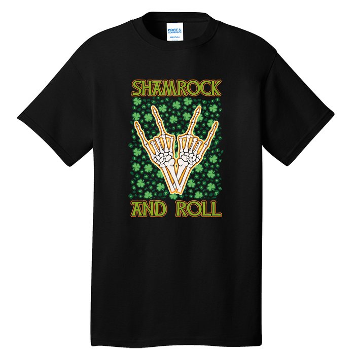 Shamrock And Roll St. Patrick's Day Irish Music Funny Skeleton Tall T-Shirt