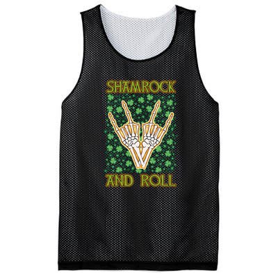 Shamrock And Roll St. Patrick's Day Irish Music Funny Skeleton Mesh Reversible Basketball Jersey Tank