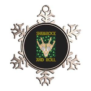 Shamrock And Roll St. Patrick's Day Irish Music Funny Skeleton Metallic Star Ornament