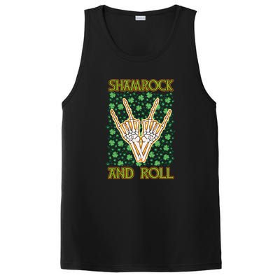 Shamrock And Roll St. Patrick's Day Irish Music Funny Skeleton PosiCharge Competitor Tank