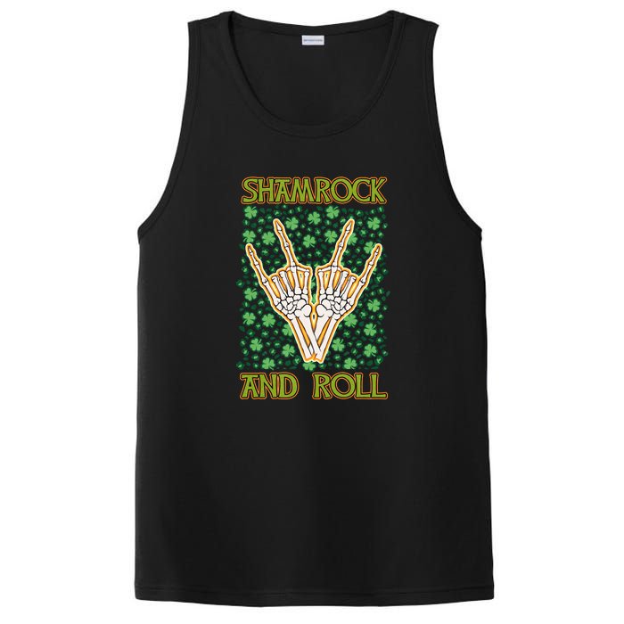 Shamrock And Roll St. Patrick's Day Irish Music Funny Skeleton PosiCharge Competitor Tank