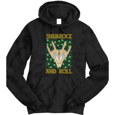 Shamrock And Roll St. Patrick's Day Irish Music Funny Skeleton Tie Dye Hoodie