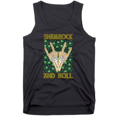 Shamrock And Roll St. Patrick's Day Irish Music Funny Skeleton Tank Top