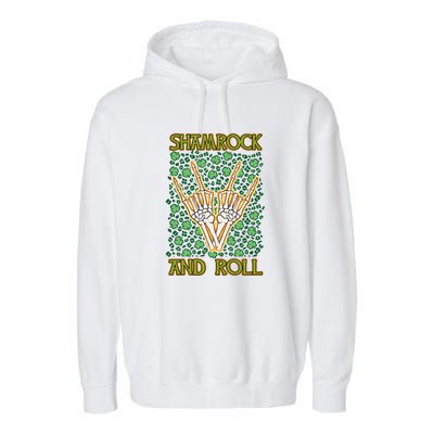 Shamrock And Roll St. Patrick's Day Irish Music Funny Skeleton Garment-Dyed Fleece Hoodie