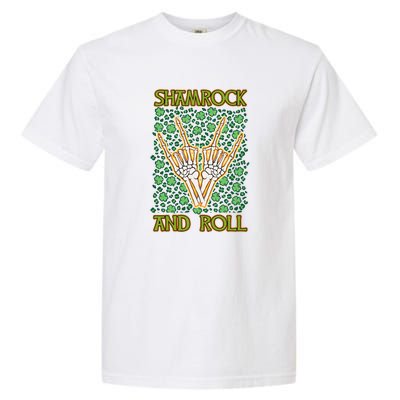 Shamrock And Roll St. Patrick's Day Irish Music Funny Skeleton Garment-Dyed Heavyweight T-Shirt