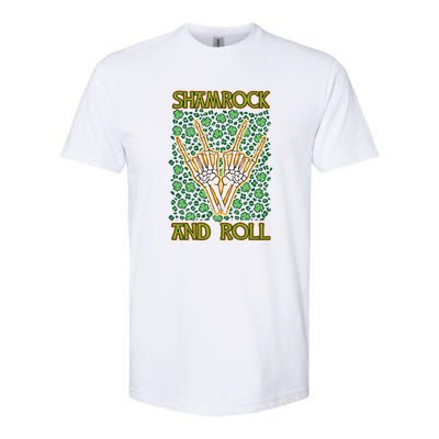 Shamrock And Roll St. Patrick's Day Irish Music Funny Skeleton Softstyle CVC T-Shirt