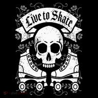 Skull And Roller Skates Live To Skate Goth Punk Roller Derby Tall T-Shirt