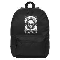 Skull And Roller Skates Live To Skate Goth Punk Roller Derby 16 in Basic Backpack