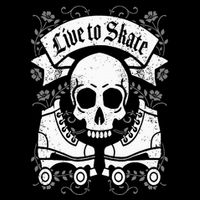 Skull And Roller Skates Live To Skate Goth Punk Roller Derby 16 in Basic Backpack