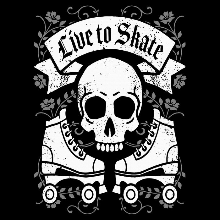 Skull And Roller Skates Live To Skate Goth Punk Roller Derby 16 in Basic Backpack