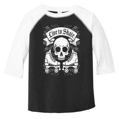 Skull And Roller Skates Live To Skate Goth Punk Roller Derby Toddler Fine Jersey T-Shirt
