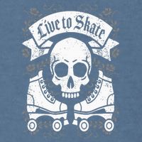 Skull And Roller Skates Live To Skate Goth Punk Roller Derby Garment-Dyed Sweatshirt