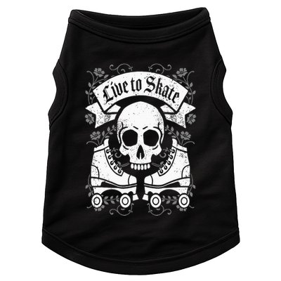 Skull And Roller Skates Live To Skate Goth Punk Roller Derby Doggie Tank