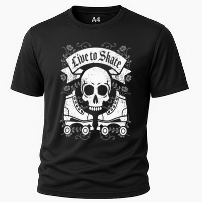 Skull And Roller Skates Live To Skate Goth Punk Roller Derby Performance Shirt