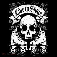 Skull And Roller Skates Live To Skate Goth Punk Roller Derby Tall T-Shirt