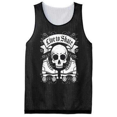 Skull And Roller Skates Live To Skate Goth Punk Roller Derby Mesh Reversible Basketball Jersey Tank