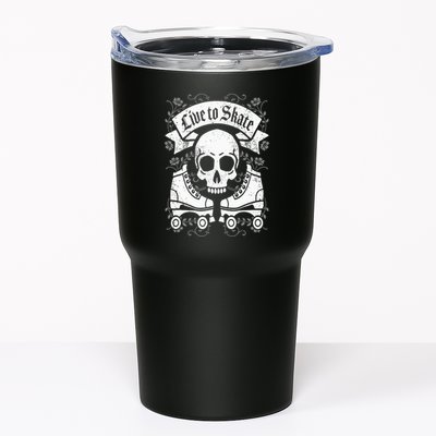 Skull And Roller Skates Live To Skate Goth Punk Roller Derby Tumbler