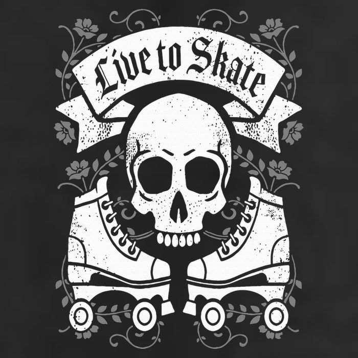 Skull And Roller Skates Live To Skate Goth Punk Roller Derby 25L Jumbo Tote