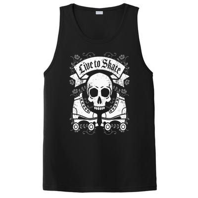 Skull And Roller Skates Live To Skate Goth Punk Roller Derby PosiCharge Competitor Tank