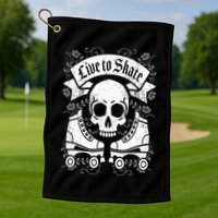 Skull And Roller Skates Live To Skate Goth Punk Roller Derby Golf Towel