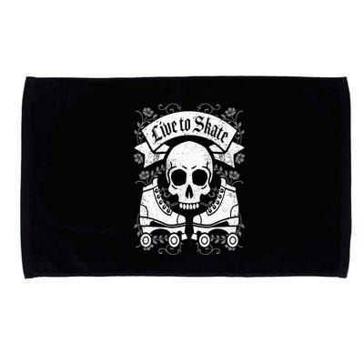 Skull And Roller Skates Live To Skate Goth Punk Roller Derby Microfiber Hand Towel